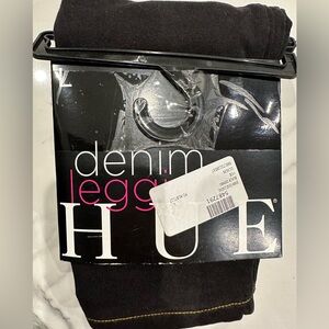 NWT Hue Black Denim-look “skinny jeanz” leggings, women’s size large